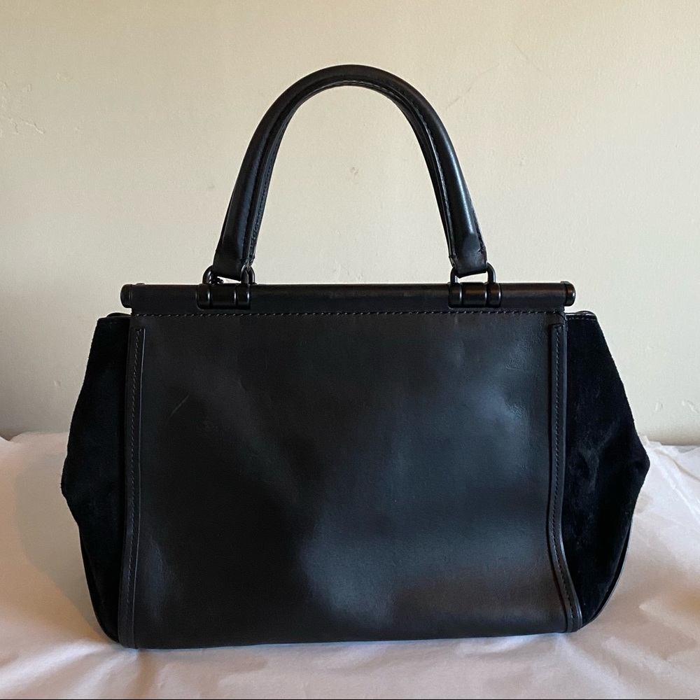 Coach 38389 Mixed Leather Drifter Carryall Satchel Handbag Purse in Black - Picture 6 of 16